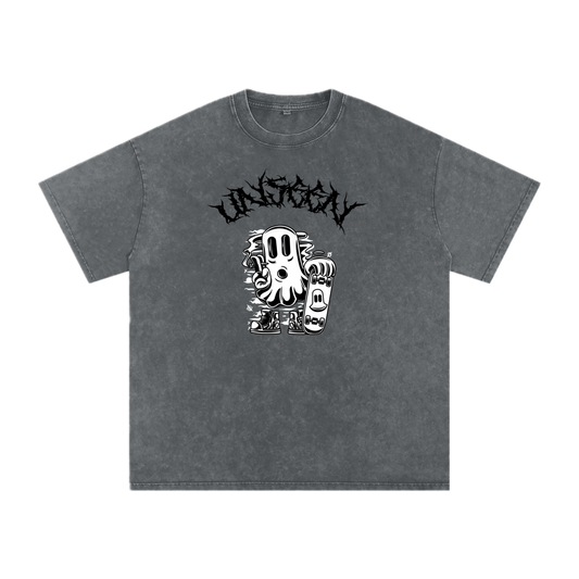 GHOST UNIT // STREET SEED_001 – Light Acid Wash Tee